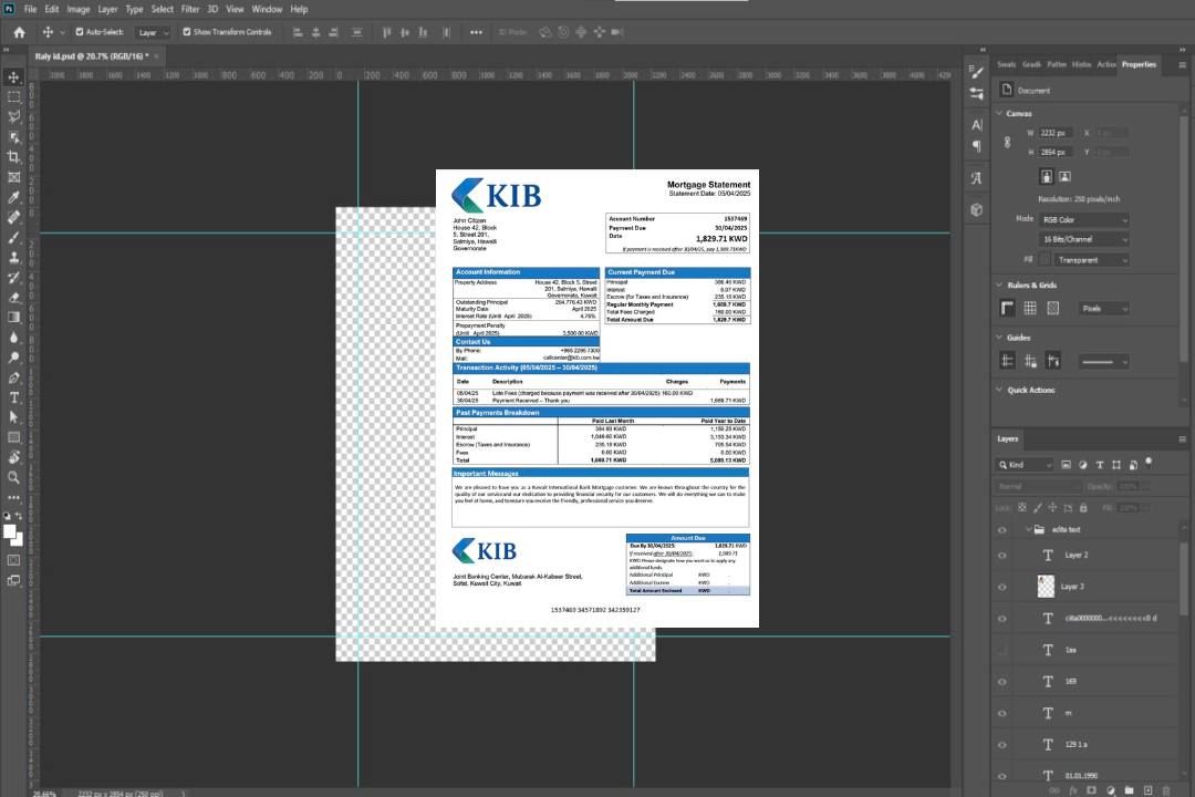 Modèle Word et PDF de relevé hypothécaire de la Banque internationale du Koweït template Modèle Word et PDF de relevé hypothécaire de la Banque internationale du Koweït template